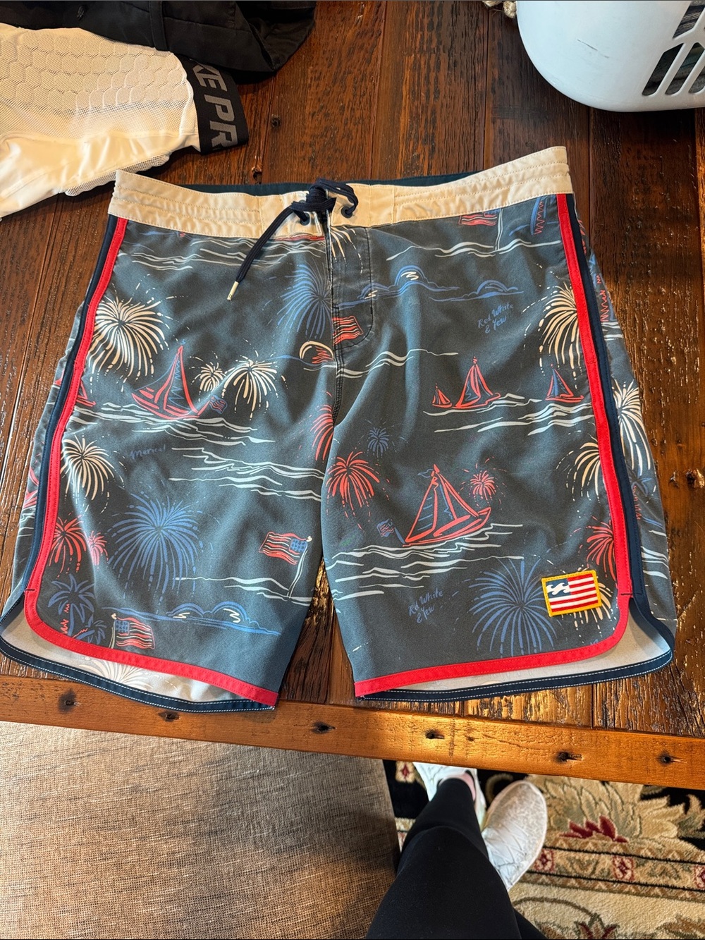 Men's Navy Patriotic Fireworks Swim Trunks